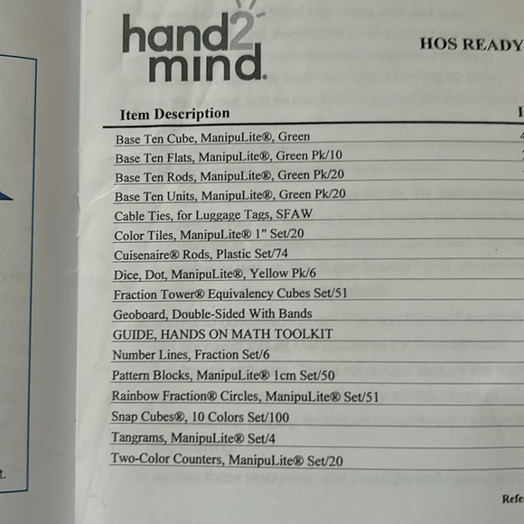 Hands On Mathematics Toolkit. (backpack) - Picture 3 of 3